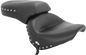 MUSTANG Seat - Wide - Touring - Without Backrest - Two-Piece - Chrome Studded - Black w/Conchos - XV650 75266