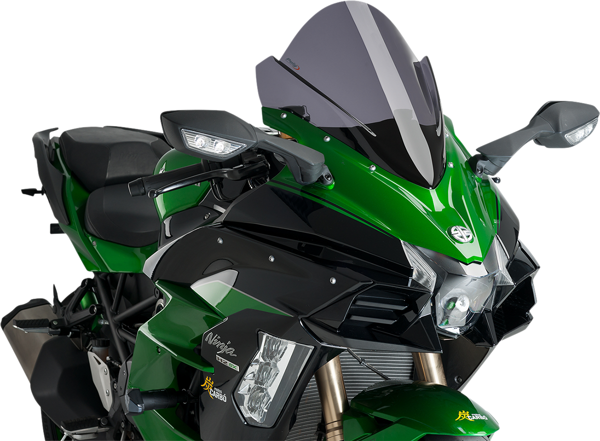 PUIG HI-TECH PARTS Race Windscreen - 15-3/4" - Dark Smoke - Kawasaki 9704F