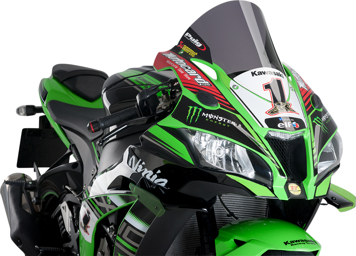 PUIG HI-TECH PARTS Race Windscreen - 14-1/4" - Dark Smoke - Kawasaki 9849F