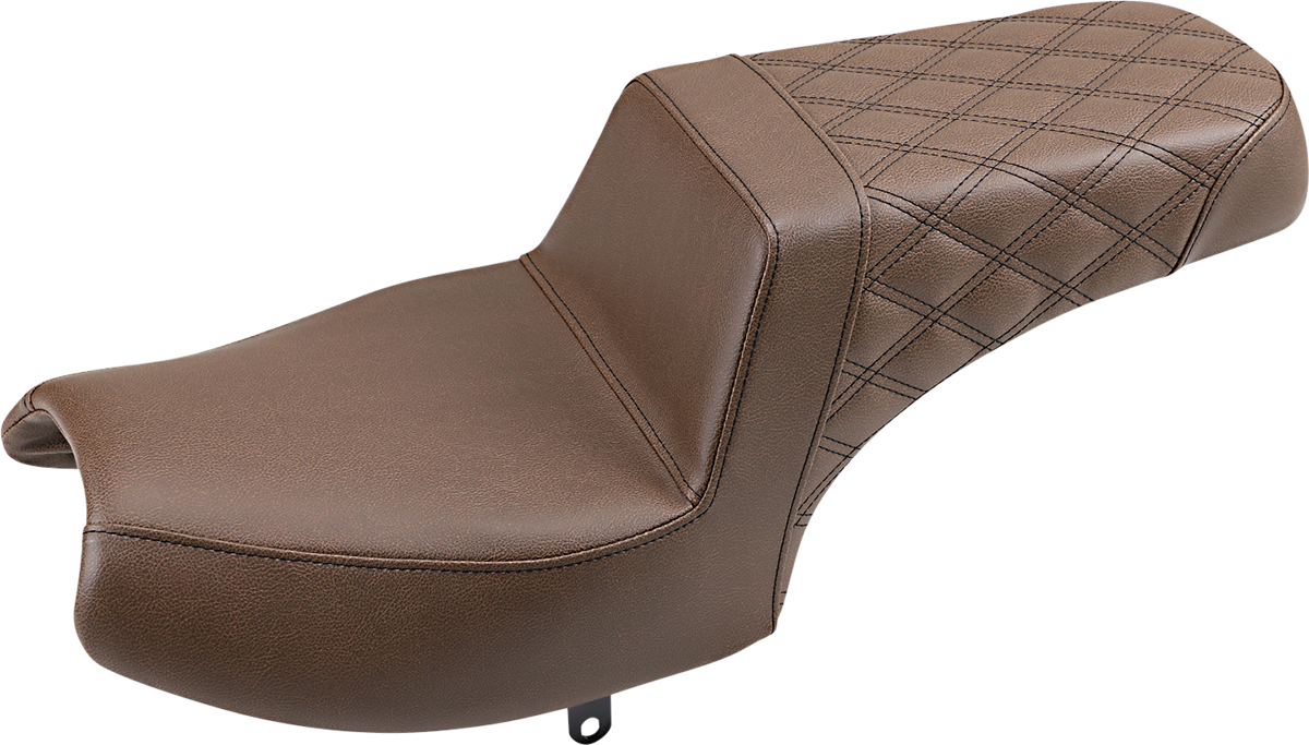 SADDLEMEN Step-Up Seat - Front Smooth/Rear Lattice Stitch - Brown - Challenger I20-06-173BR
