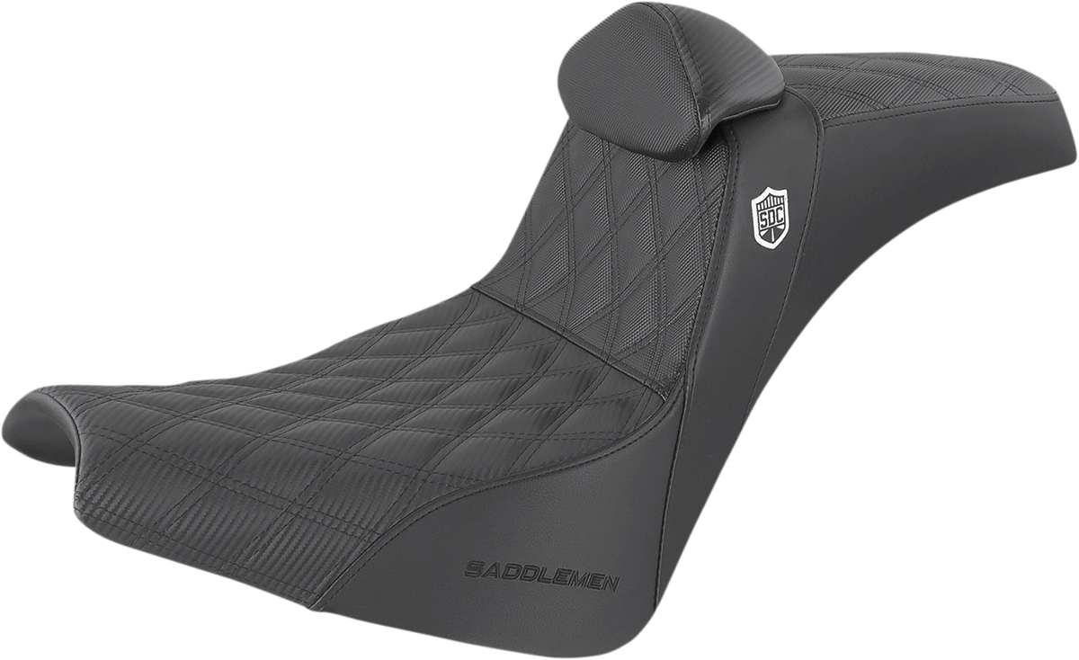 SADDLEMEN Pro Series SDC Performance Seat - w/ Backrest - Lattice Stitch/Lumbar Gripper - FX/FL '18-'24 SC81830DB0