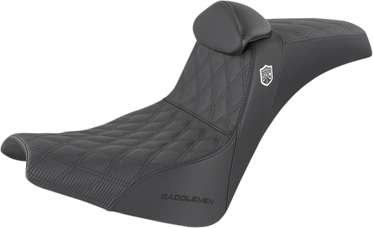 SADDLEMEN Pro Series SDC Performance Seat - w/ Backrest - Lattice Stitch/Lumbar Gripper - FX/FL '18-'24 SC81830DB0