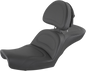 SADDLEMEN Explorer Seat - With Backrest - Stitched - Black - Dyna 896-04-030