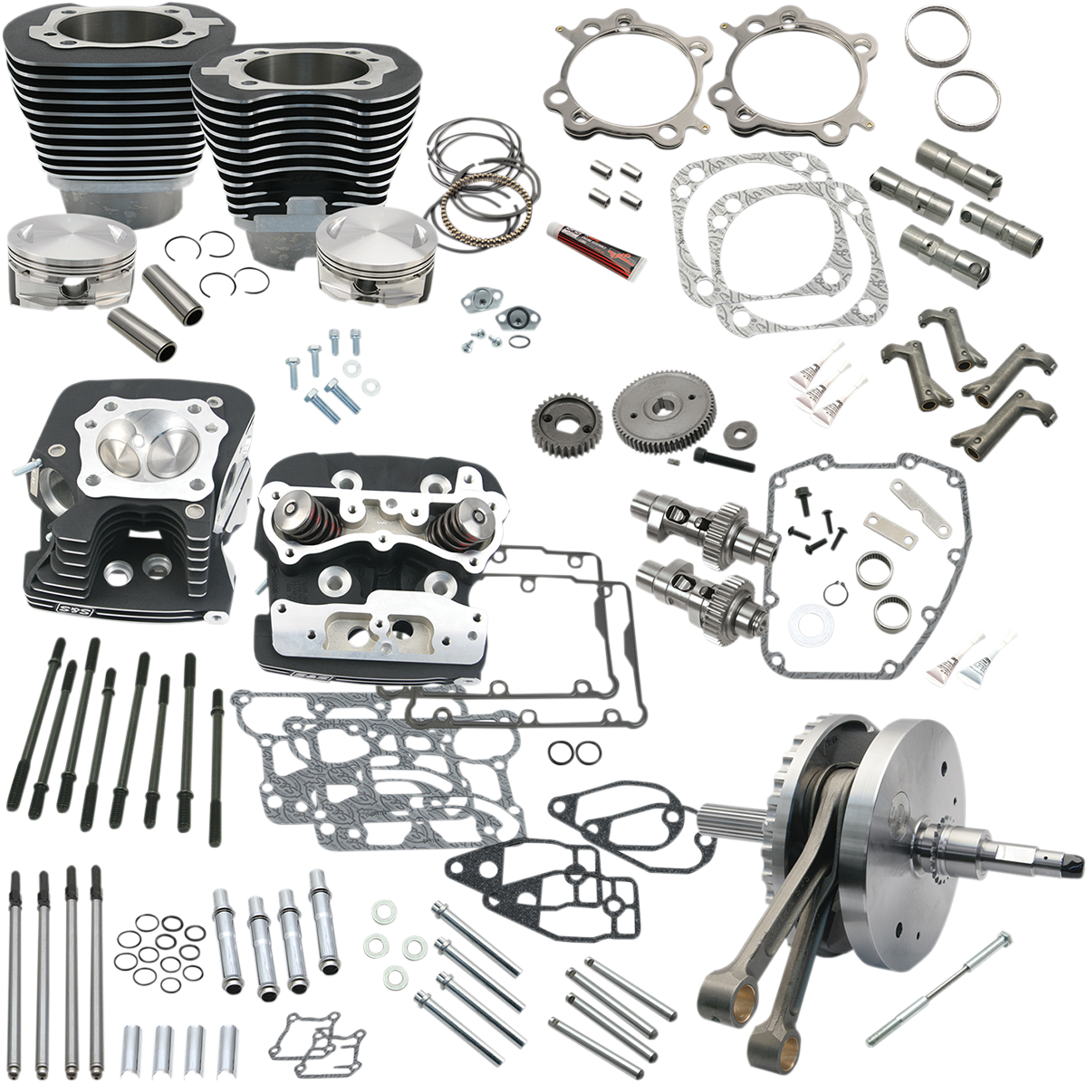 S&S CYCLE 124" Hot Set Up® - Big Bore/Stroker - Wrinkle Black - 96B/103B/110B Twin Cam 900-0569