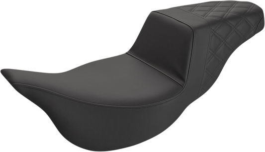 SADDLEMEN Step-Up Seat - Extended Reach - Rear Lattice Stitch - Black - FL '08-'24 808-07B-173E