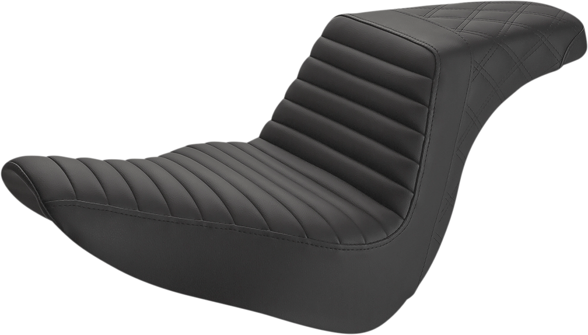SADDLEMEN Step-Up Seat - Front Tuck-n-Roll/Rear Lattice Stitch - Black 818-29-176