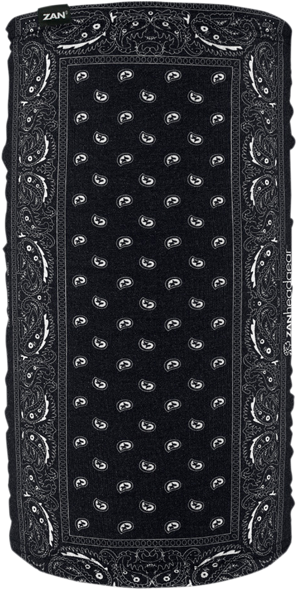 ZAN HEADGEAR Motley Tube® Fleece Lined Black Paisley TF101 – Versatile All-in-One Headgear for Cold Weather