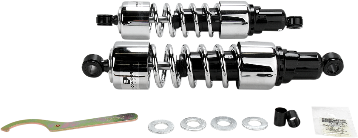 Progressive Suspension 412 Cruiser Series Shocks - 13.5-inch Chrome Heavy Duty for Touring and Cruiser Bikes