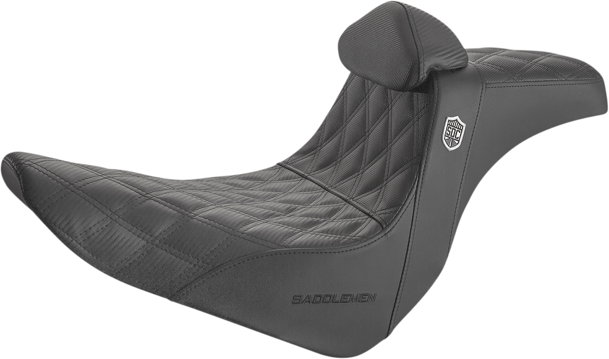 SADDLEMEN Pro Series SDC Performance Seat - w/ Backrest - Lattice Stitch/Lumbar Gripper - FL/FX '18-'24 SC81829DB0