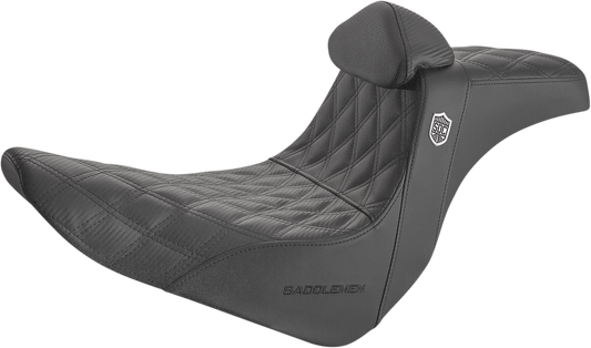 SADDLEMEN Pro Series SDC Performance Seat - w/ Backrest - Lattice Stitch/Lumbar Gripper - FL/FX '18-'24 SC81829DB0