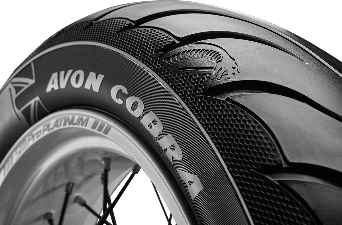 AVON Cobra Chrome AV92 Rear Motorcycle Tire - 140/90B16 Wide Whitewall, 77H – Enhanced Stability and Traction