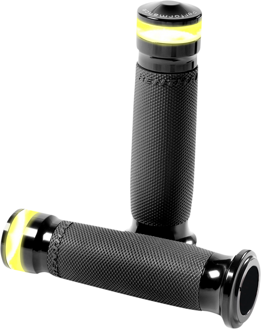 PERFORMANCE MACHINE (PM) Vision Series Contour LED Turn Signal Grips - TBW - Black 0063-2100M-B