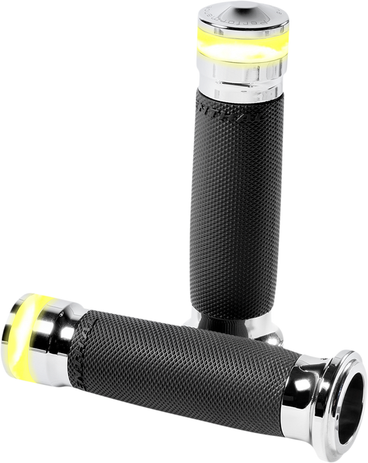 PERFORMANCE MACHINE (PM) Vision Series Contour LED Turn Signal Grips - TBW - Chrome 0063-2100M-CH