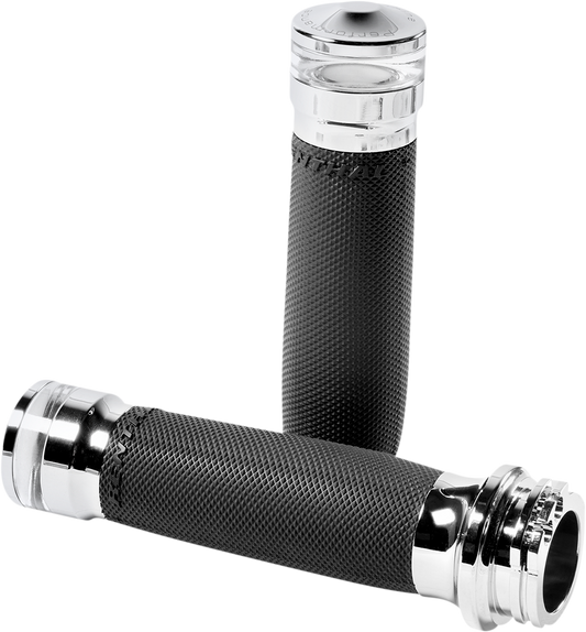 PERFORMANCE MACHINE (PM) Vision Series Contour LED Turn Signal Grips - Cable - Chrome 0063-2101M-CH