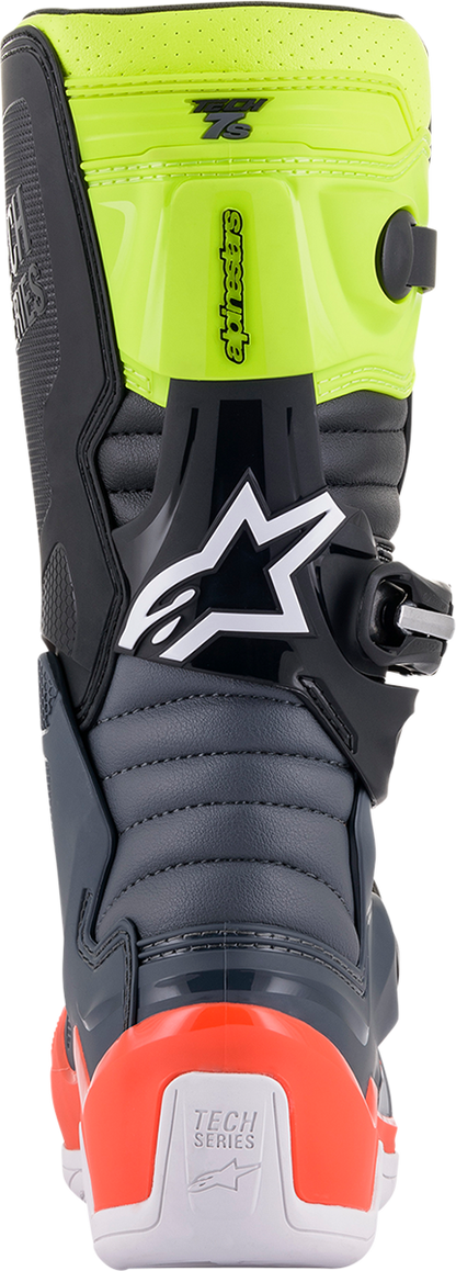 ALPINESTARS Youth Tech 7S Boots - Black/Gray/Red/White/Yellow - US 8 / EU 42 2015017-9058-8