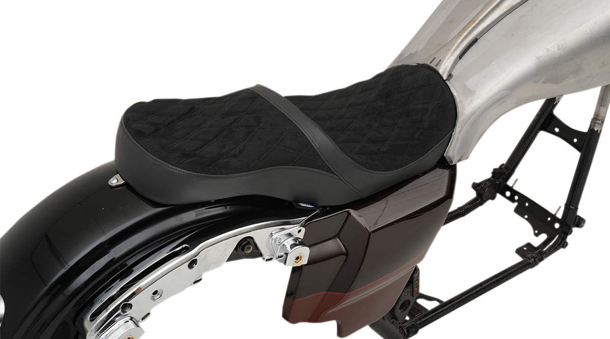 DRAG SPECIALTIES SEATS Low Touring Seat - Vinyl - Faux Suede Double Diamond - Yaffe Tanks - FL '08-'23 0801-1070