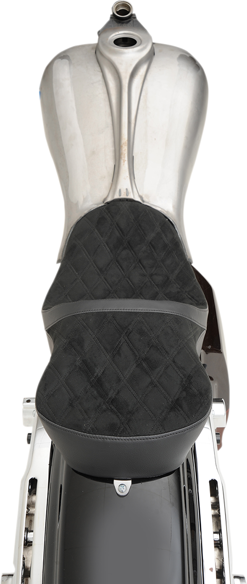DRAG SPECIALTIES SEATS Low Touring Seat - Vinyl - Faux Suede Double Diamond - Yaffe Tanks - FL '08-'23 0801-1070