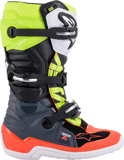 ALPINESTARS Youth Tech 7S Boots - Black/Gray/Red/White/Yellow - US 3 / EU 35.5 2015017-9058-3
