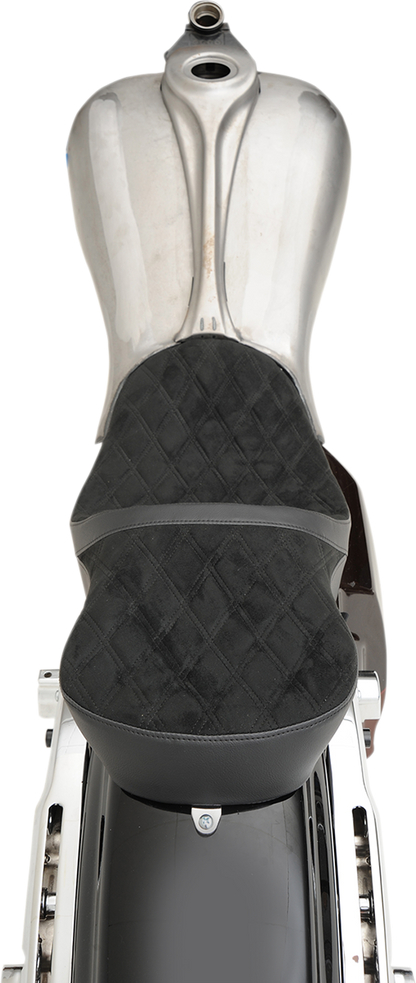 DRAG SPECIALTIES SEATS Low Touring Seat - Vinyl/Faux Suede - Diamond - Ness Winged Tanks - FL '08-'23 0801-1078