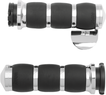 AVON GRIPS 3-Ring Velvet Air Grips - Throttle Boss - Chrome AIR-93-BOSS