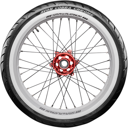 AVON Cobra Chrome AV91 Front Tire - 100/90-19 with Wide Whitewall for Power Cruisers and Touring Bikes