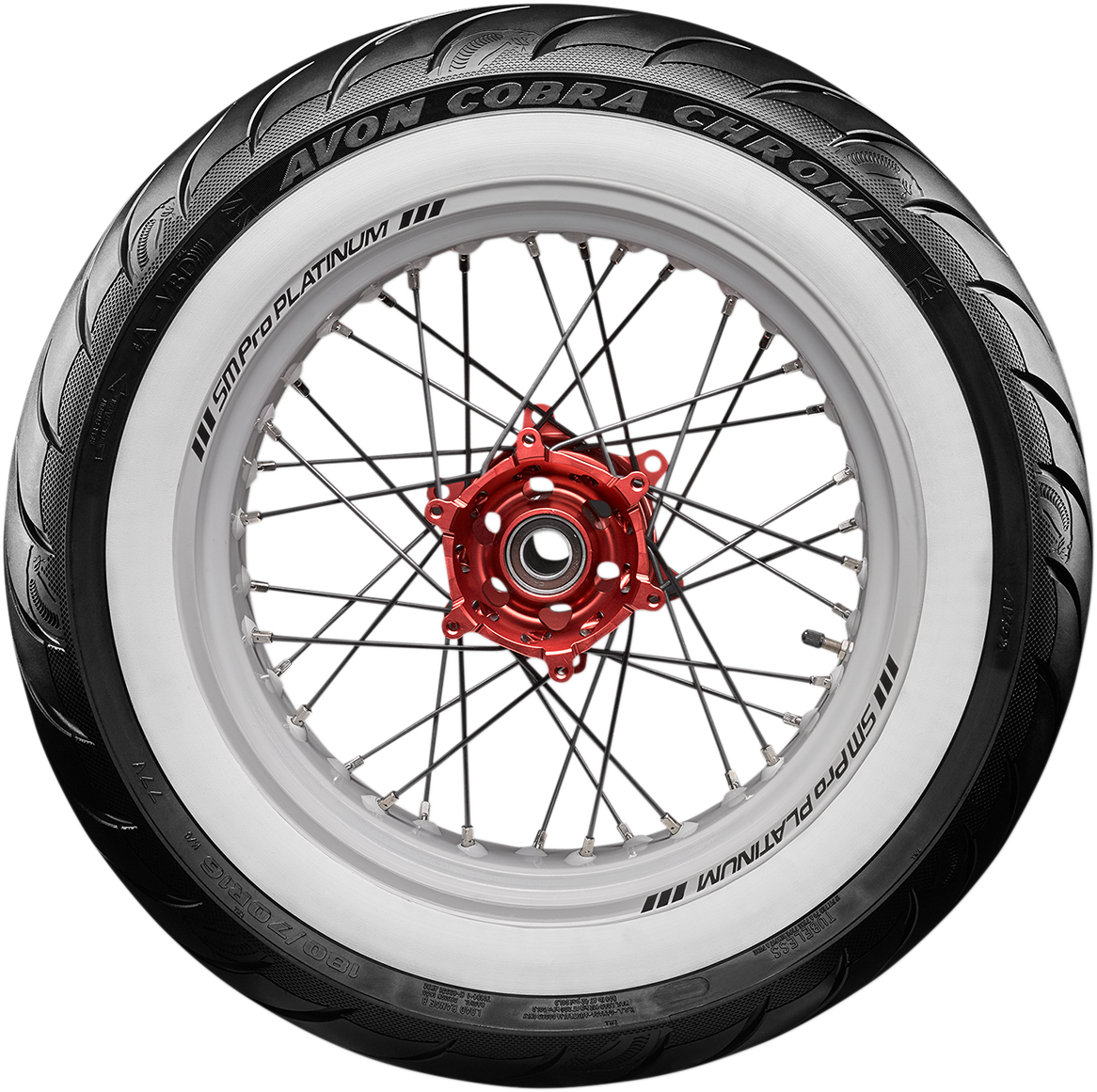 AVON Cobra Chrome AV92 Rear Motorcycle Tire - 140/90B16 Wide Whitewall, 77H – Enhanced Stability and Traction