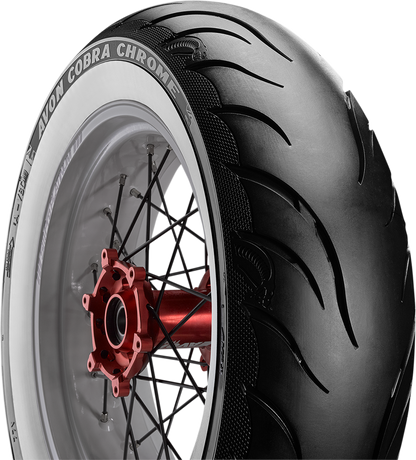 AVON Cobra Chrome AV92 Rear Motorcycle Tire - 140/90B16 Wide Whitewall, 77H – Enhanced Stability and Traction