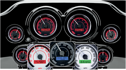 DAKOTA DIGITAL MVX-8K Series Analog/Digital 6-Gauge Kit - Chrome Bezel - Black Face with Gray Background MVX -8604-KG-C