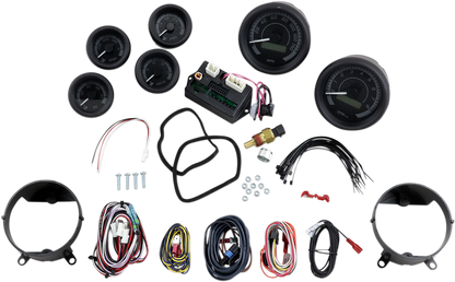 DAKOTA DIGITAL MVX-8K Series Analog/Digital 6-Gauge Kit - Black Bezel - Black Face with Gray Background MVX-8600-KG-K