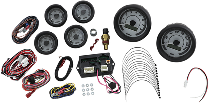 DAKOTA DIGITAL MVX-8K Series Analog/Digital 6-Gauge Kit - Black Bezel - White Face with Gray Background MVX-8600-WG-K