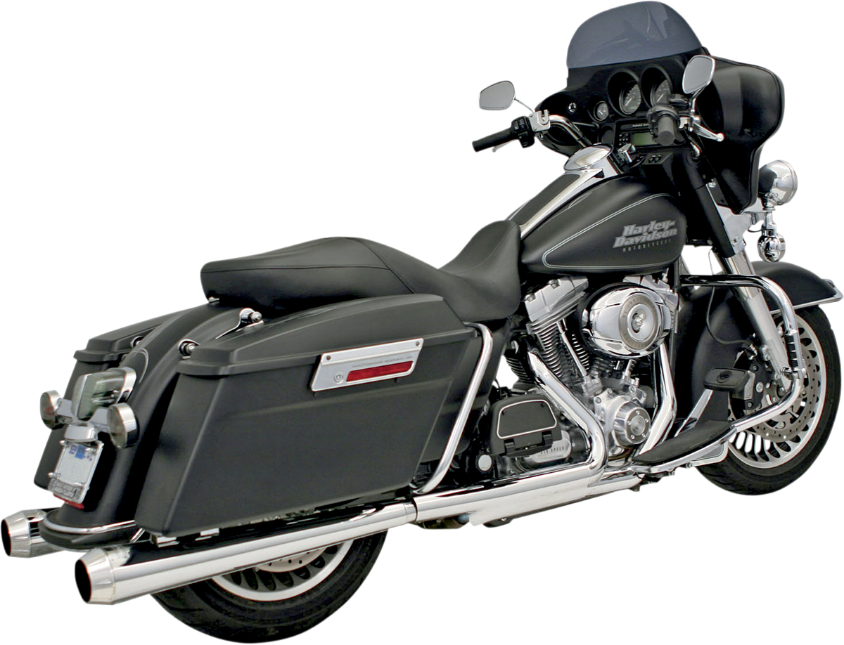 BASSANI XHAUST Megaphone Slip-On Mufflers - Chrome/Polished - Tapered - Performance Baffle FLH-517L