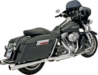 BASSANI XHAUST Megaphone Slip-On Mufflers - Chrome/Polished - Tapered - Performance Baffle FLH-517L