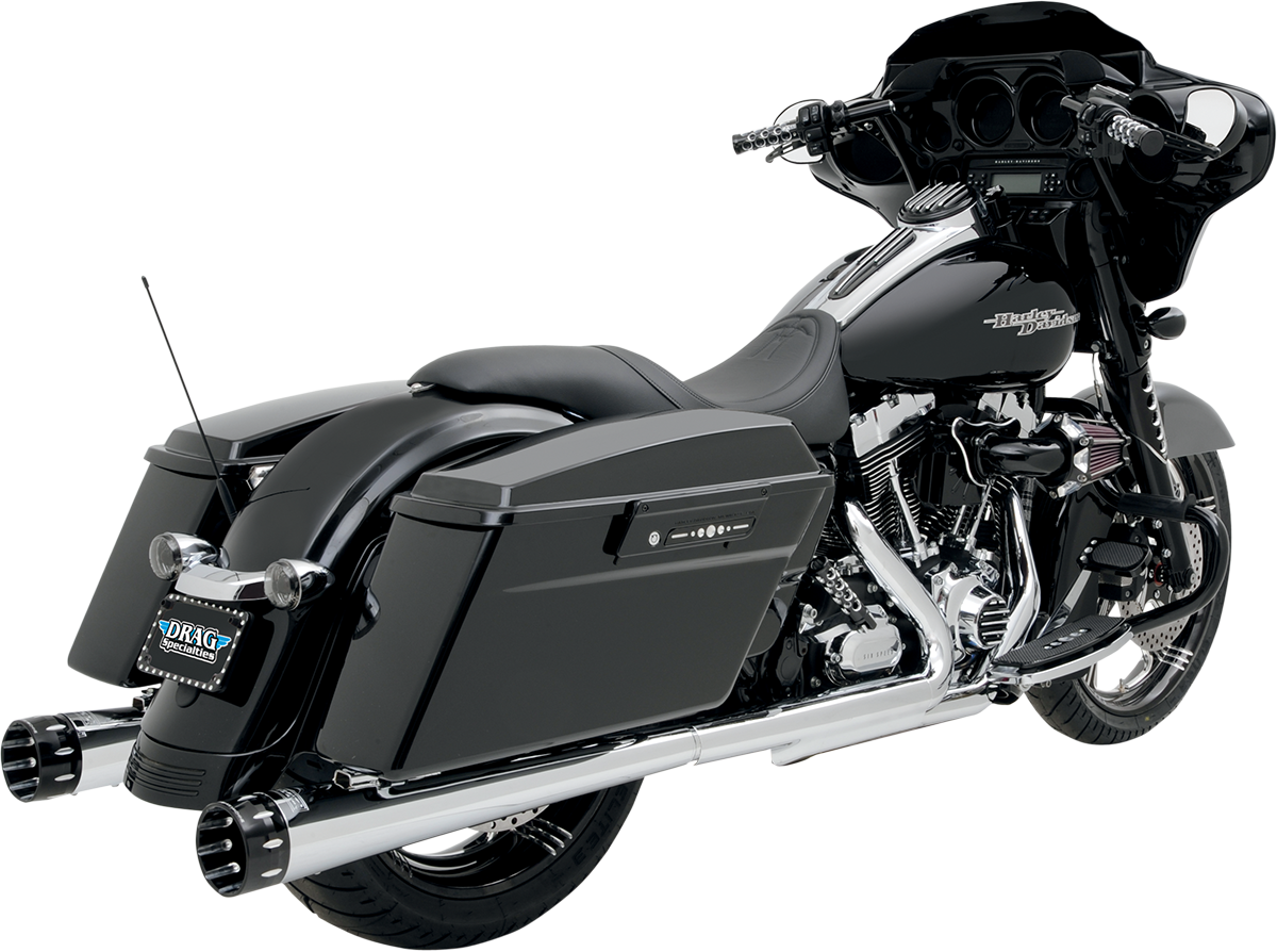 BASSANI XHAUST Megaphone Slip-On Mufflers - Chrome/Polished - Tapered - Performance Baffle FLH-517L