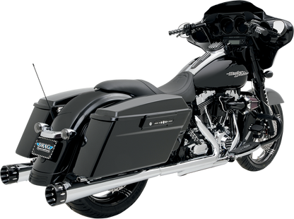 BASSANI XHAUST Megaphone Slip-On Mufflers - Chrome/Polished - Tapered - Performance Baffle FLH-517L
