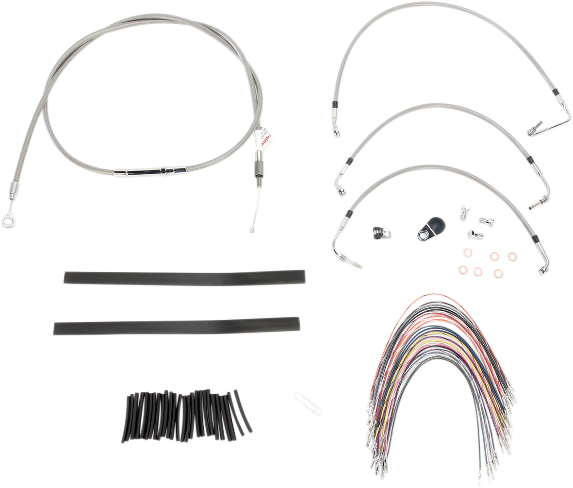BURLY BRAND Complete Stainless Braided Handlebar Cable/Brake Line Kit - 13" Ape Hangers- '08-'13 FLH B30-1103