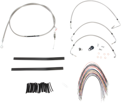 BURLY BRAND Complete Stainless Braided Handlebar Cable/Brake Line Kit - 13" Ape Hangers- '08-'13 FLH B30-1103