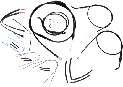 BURLY BRAND Complete Black Vinyl Handlebar Cable/Line Kit for Ape Hangers - 14" - '12-'17 Dyna B30-1068