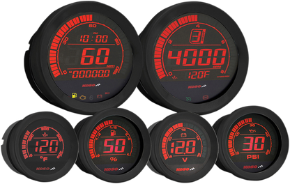 KOSO NORTH AMERICA HD-02 6-Piece Gauge Kit - Black BA050907