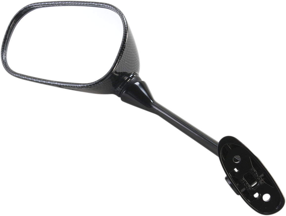 EMGO Mirror - Side View - Black/Carbon Fiber - Rectangle - Left - Suzuki 20-97204