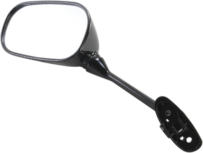 EMGO Mirror - Side View - Black/Carbon Fiber - Rectangle - Left - Suzuki 20-97204
