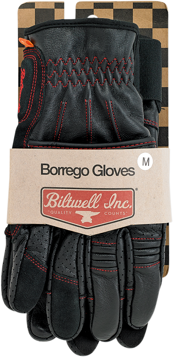 BILTWELL Borrego Gloves - Redline - Small 1506-0108-302