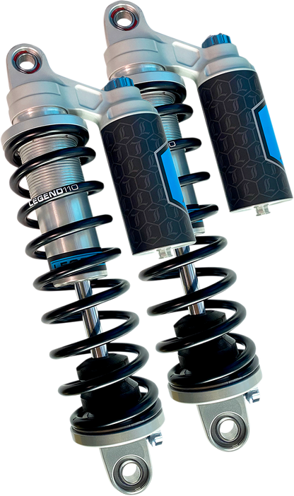 Legend Suspension Revo ARC Piggyback Shocks for Harley-Davidson Dyna 1999-2017, 14-Inch Heavy Duty, Clear Finish (Part Number: 1310-1941)