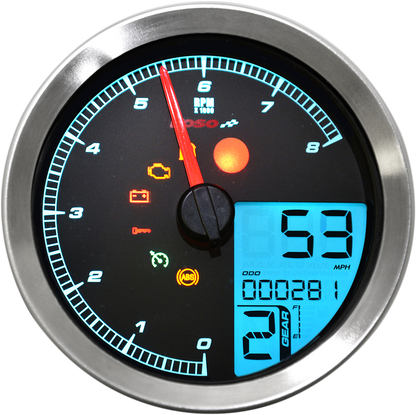 KOSO NORTH AMERICA Multi-Function Speedometer/Tachometer - HD-04 - Chrome BA051201