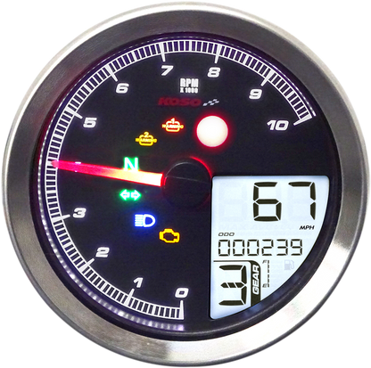 KOSO NORTH AMERICA Multi-Function Speedometer/Tachometer - HD-04 - Black BA051211
