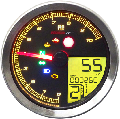 KOSO NORTH AMERICA Multi-Function Speedometer/Tachometer - HD-04 - Black BA051211