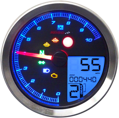 KOSO NORTH AMERICA Multi-Function Speedometer/Tachometer - HD-04 - Black BA051211
