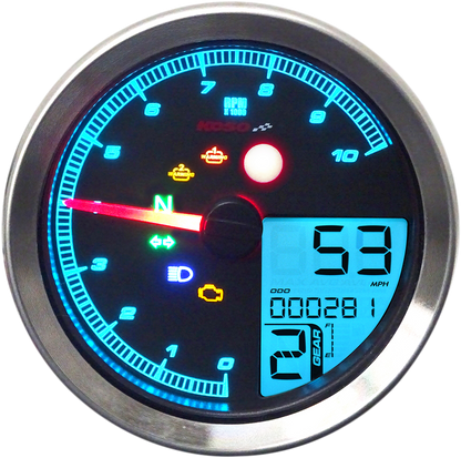 KOSO NORTH AMERICA Multi-Function Speedometer/Tachometer - HD-04 - Black BA051211