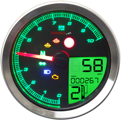 KOSO NORTH AMERICA Multi-Function Speedometer/Tachometer - HD-04 - Black BA051211