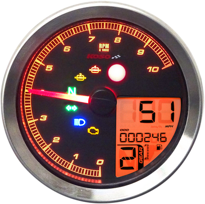 KOSO NORTH AMERICA Multi-Function Speedometer/Tachometer - HD-04 - Black BA051211