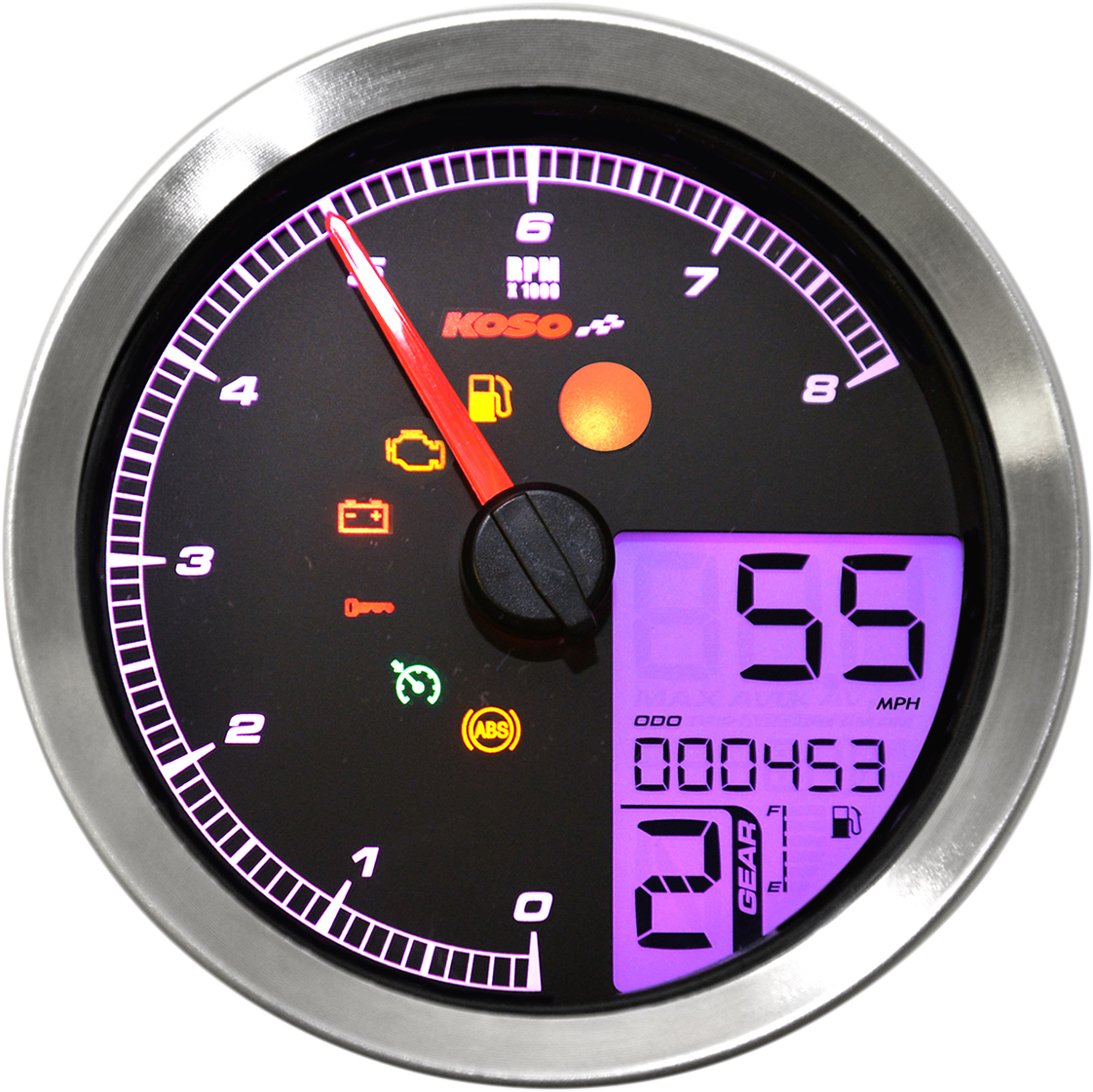 KOSO NORTH AMERICA Multi-Function Speedometer/Tachometer - HD-04 - Chrome BA051221